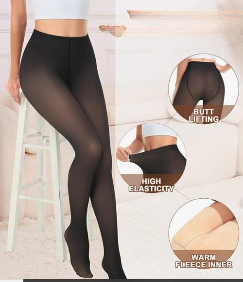 collants d'hiver doublés en polaire - Café foncé